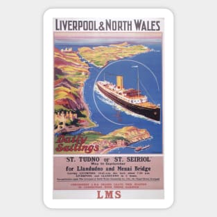 Liverpool & North Wales - LMS - Vintage Railway Travel Poster - 1923-1947 Sticker